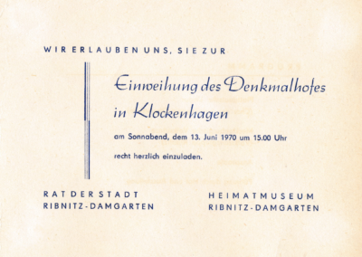 Eine Einladung zur Einweihung des Denkmalhofes von 1970.